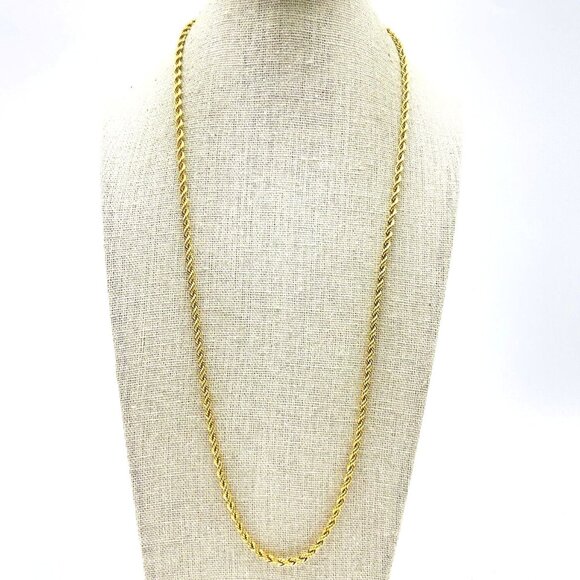MONET Signed Gold Tone Rope Chain Necklace Classic Vintage Designer Jewelry - Picture 1 of 6